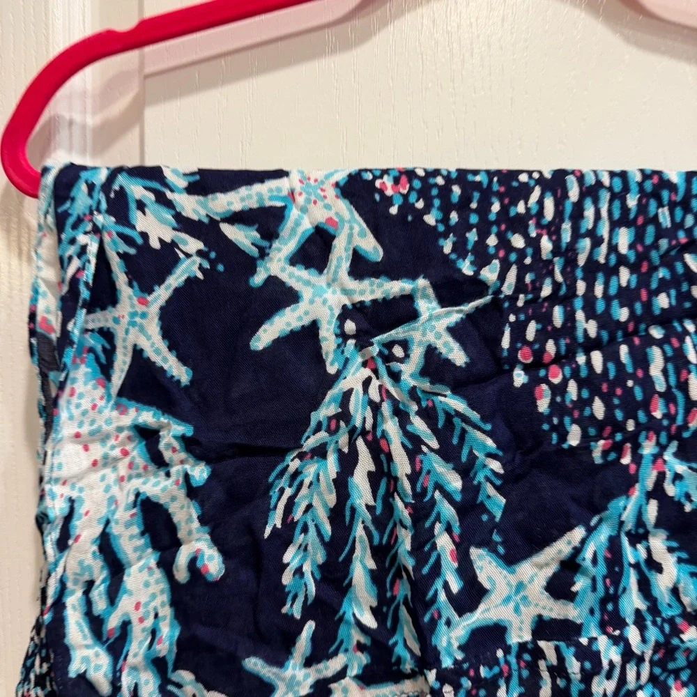 Lilly Pulitzer Riley Infinity Scarf Navy Good Reef Coral Starfish Rayon